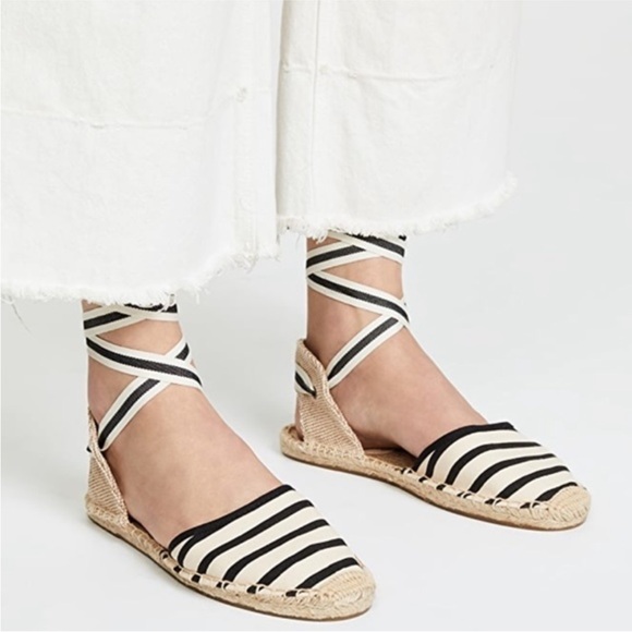 Black and white striped tie espadrilles - Picture 2 of 9